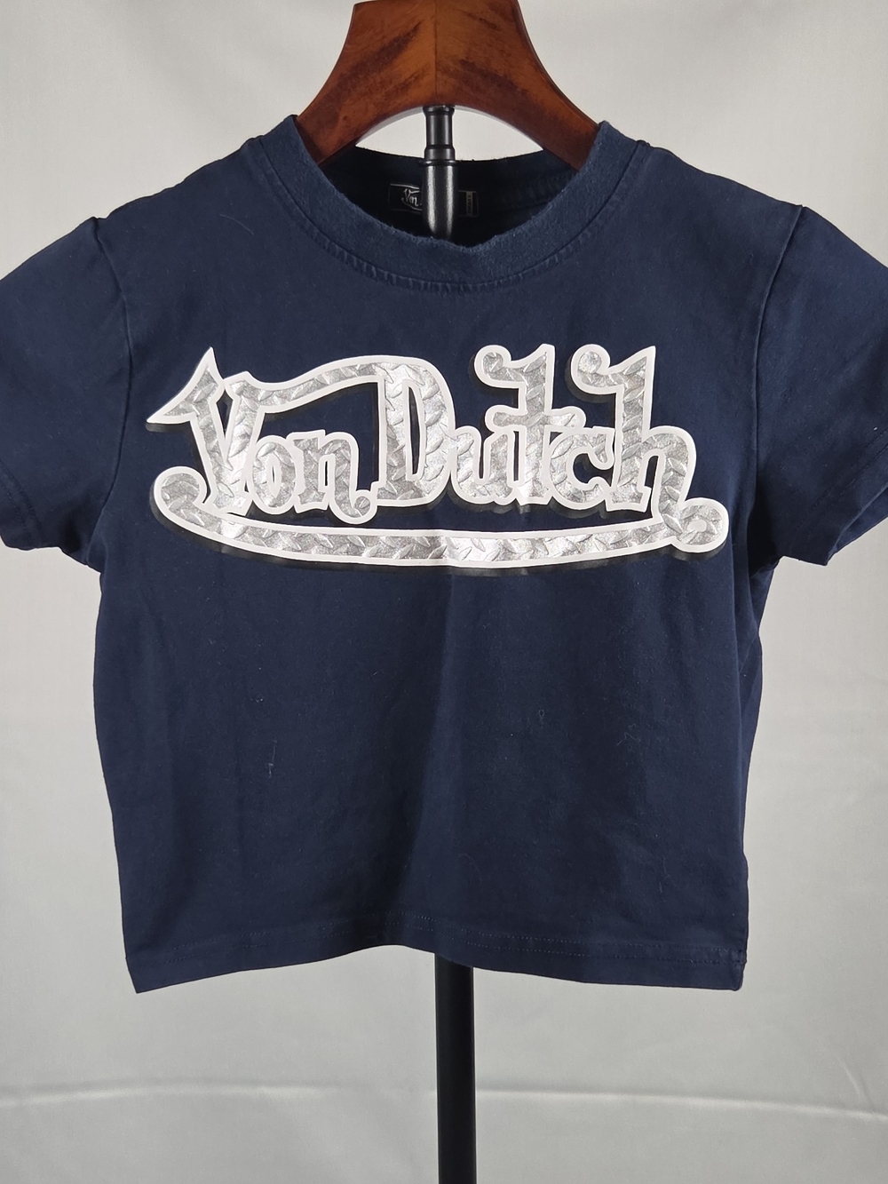 Von Dutch Navy Tee with Silver Logo - Size S